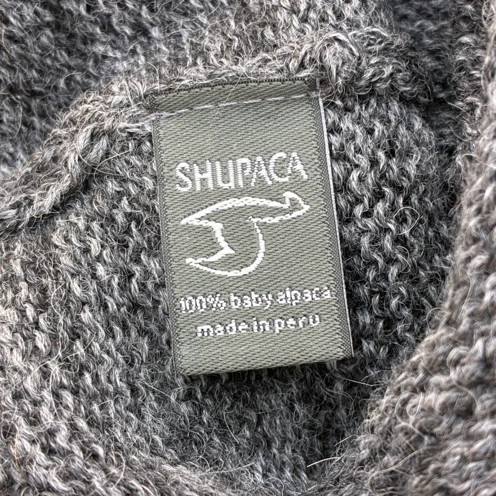 Shupaca Womens Mens Beanie OS Baby Alpaca Grey Knit Slouchy Warm Winter Hat